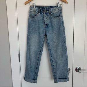 Brandy Melville J. Galt Straight Leg Mom Jeans High Waisted Stone Wash Small